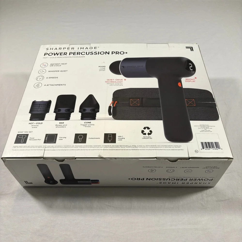 Sharper Image Power Percussion Pro Hot Cold Attachment Massager 4 Speeds‎ USB C